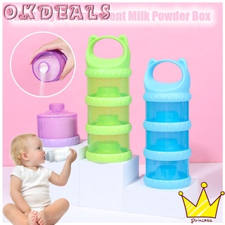 Okdeals portátil leche en polvo contenedor infantil caja de almacenamiento de alimentos Formula dispensador de viaje 3 capas niños alimentación bebé botella de leche/Multicolor