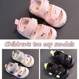 sandalias de los niños del dedo del pie abierto zapatos de goma con puntera diseño de protección antideslizante transpirable suave zapatos de playa para el verano