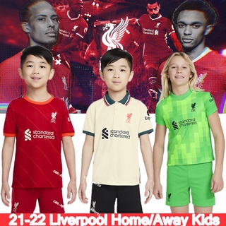 【Kids】🔥 2021-2022 Liverpool Jersey Set Kids LFC LIVERPOOL Home Away Football/Soccer Jersey Tops+Shorts Suit 2-13 Years