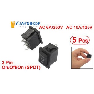 5 piezas spdt on/off/on mini negro 3 pines interruptor basculante ac 6a/250v 10a/125v