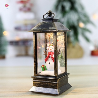 Vintage Portable LED Light with Christmas Elements Pattern Shade Battery Powered Lantern Innovative Gifts for Friend