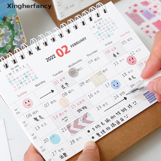 Xfmy Mini calendario de escritorio 2022 Kawaii calendario suministros de oficina planificador mensual caliente (5)