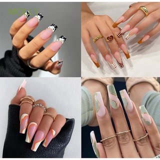 MOLLY 24pcs/Box French Ballerina Coffin False Nails Detachable Fake Nails Wearable Artificial Manicure Tool Press On Nails Full Cover Nail Tips