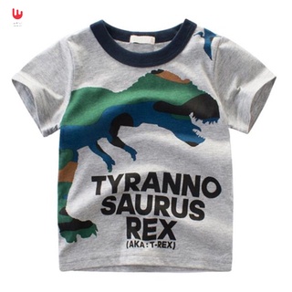Niños Casual camiseta impreso dinosaurio cuello redondo manga corta Top camiseta para niños niño verano