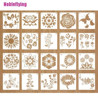 [Nobleflying] 20 x Kit de plantillas de flores reutilizables para pintar en tela de pared de madera