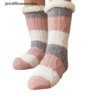 jscl invierno espesar de punto polar forrado calcetines de interior de las mujeres caliente pelusa zapatilla calcetín nueva estrella
