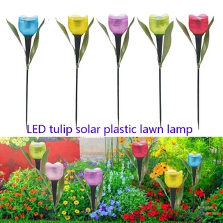 1Pcs jardín tulipán forma de flor LED alimentado por energía Solar impermeable tubo luces de césped decoración de pie para patio al aire libre fiesta