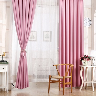 [cab]cortinas oscuras de fibra de poliéster de color sólido para sala de estar/dormitorio (2)