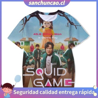 camiseta para calamar juego de manga corta top camiseta cuello redondo coreano tv show