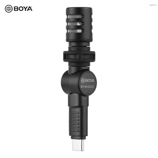 Fayshow BOYA BY-M100UC Mini Type-C Smartphone micrófono condensador micrófono 180 plegable sin batería necesaria con espuma parabrisas bolsa de transporte de reemplazo para Android Smartphone Tablet portátil (7)