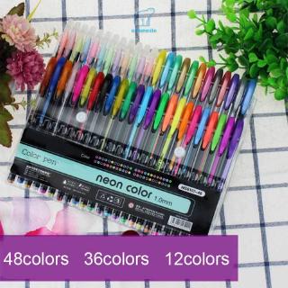 48 pzas/36 pzs/12 pzas/Kit de bolígrafos de Gel bolígrafos repuestos de Neon brillo de Rollerball Pastel Para dibujar (1)