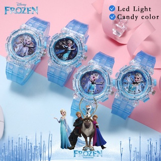2021 Frozen princesa Elsa Anna patrón niños luz LED niños relojes para niños niñas estudiantes reloj Digital colorido Flash