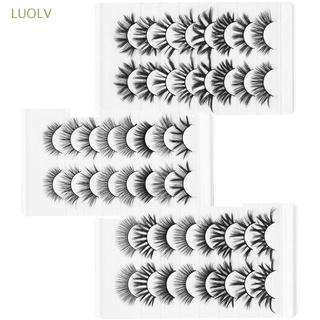 LUOLV 24 Pairs Mixed Styles Woman's Fashion Eye Lash Extension Handmade Full Volume Lashes False Eyelashes Wispies Fluffies Beauty Eye Makeup Tools Criss-cross Natural 3D Mink