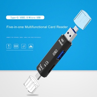 【buysmartwatchzc】5 in 1 USB 3.0 Type C / USB / Micro USB SD TF Memory Card Reader OTG Adapter
