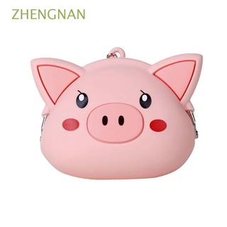 Zhengnan Mini monedero/cartera/portatarjetas/Organizador De tarjetas De cerdo Rosa De silicona con llavero