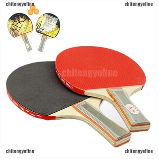 Ctyf 1 Pair Table Tennis Ping Pong Racket Long Handle Bat + 3 Ping Pong Balls Set Fine