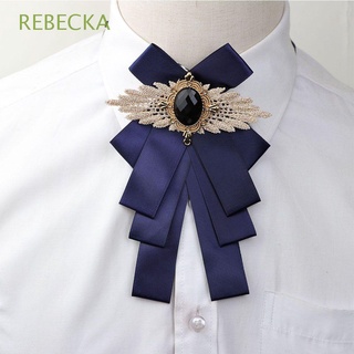 rebecka poliéster lazos lazos moda rhinestone broche mujeres accesorios corbata bowknot elegante boutonniere collar pin/multicolor