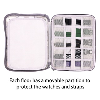 zoy 18 ranuras reloj brazalete de transporte de almacenamiento estuche brazalete organizador caja con cremallera bolsa de viaje portátil doble capa brazalete a prueba de polvo bolsa (4)