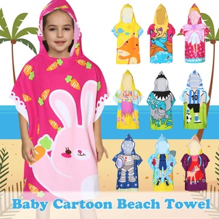 [STS] Toddler Baby Girls Boys Cartoon Beach Towel Hooded Swimsuit Cover-up Sundress