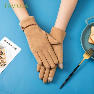 faviola gruesa mujer drive manopla linda flor coreana dedos completos guantes para niñas elegante color sólido terciopelo pantalla táctil caliente guantes cálidos/multicolor