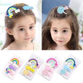 missionally regalo clips de pelo conjunto tocado niñas arco iris caramelo colores accesorios de pelo niños clip dulce horquilla/multicolor