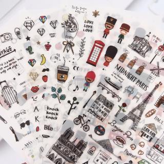6 piezas de papel adhesivo europeo de viaje decoración diario Scrapbooking etiqueta pegatina Kawaii coreano papelería pegatinas