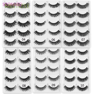 MEETLEEE SKONHED 5 Pairs Woman False Eyelashes Resuable Eye Lashes Extension 3D Faux Mink Hair Eye Makeup Tools Multilayer Natural Long Thick Handmade Wispy Fluffy