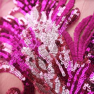 Lentejuelas bordado pluma encaje apliques flor cuello de costura tela vestido de novia DIY manualidades (7)