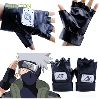Quinton Anime Props Anime Naruto Party Hatake Kakashi Kakashi guantes de cuero PU Anime ropa disfraces negro sin dedos Cosplay Kakashi Cosplay/Multicolor