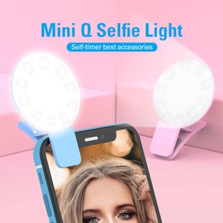 Mini Q Selfie anillo portátil Flash LED Clip modelo de teléfono móvil lámpara de relleno forma anillo cierres