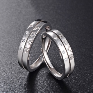 elegante 2 piezas cz diamante amor s925 plata esterlina pareja anillos ajustable tamaño coincidencia promesa anillo banda conjunto para él y ella