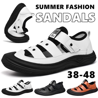 38-48 verano de la moda sandalias de los hombres al aire libre Casual sandalias de cuero todo-partido transpirable sandalia