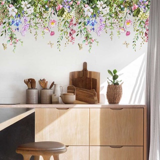 Pegatinas decorativas de pared para plantas, flores, decoración del hogar, dormitorio, oficina, Mural creativo (9)