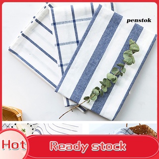 [Terlaris]Linen Cotton Stripe Kitchen Table Mats Napkin Placemat Cloth Cup Coaster Pad