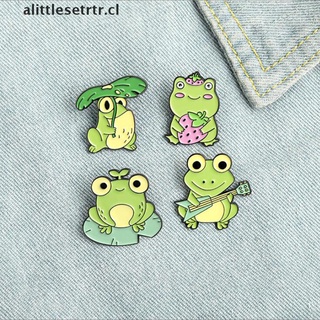 alittlesetrtr: broches de hoja de loto de rana esmalte, diseño de dibujos animados, insignia de animal, regalo de joyería [cl]