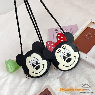 [dh] Bolso de cuero de la PU de Mickey Minnie, bolso portátil, bolsa de almacenamiento para niña, bolsa de llaves