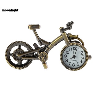 Mo Vintage bronce bicicleta llavero reloj de cuarzo bolsillo colgante reloj llavero regalo