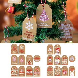 INFRATEAMAIR DIY Christmas Tag Christmas Tree Gift Wrapping Hang Tags Party Cards Elk Santa Claus Kraft Paper Xmas Decoration Wrapping Supplies Christmas Labels (8)