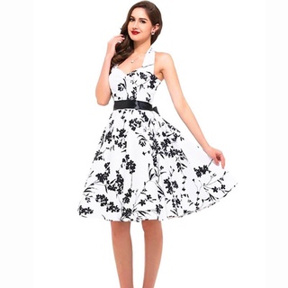 mujer verano más tamaño audrey hepburn floral túnica retro swing vintage rockabilly vestidos (5)