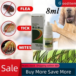 Gooditem 8ml mascota perro gato cachorro Anti pulgas piojos garrapatas mosquitos tratamiento gota líquido (1)