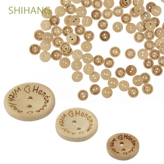 Shihang 100 botones hechos a mano hechos a mano con botones de madera de amor, naturaleza, 15 mm, botones decorativos, álbumes de recortes, bricolaje, Multicolor (1)