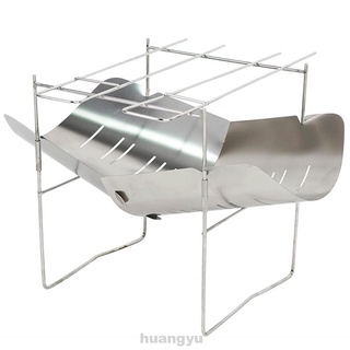 Home Silver Folding Backpacking Portable Stainless Steel Outdoor Camping 2 In 1 Barbecue Grill