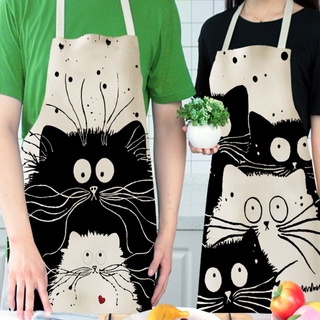 clcz - delantal de cocina con estampado de gato de dibujos animados, fácil de limpiar, 10 estilos, tallas s/l