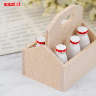 [azazel]botellas de leche miniatura y cesta de leche para casa de muñecas 1/12 Ki (9)
