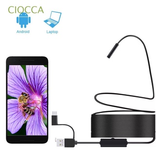 CIOCCA Mini Boroscopio 7.0mm Cámara Endoscopio Cable De Inspección Flexible 3 En 1 IP67 Impermeable HD 6LED Para Android PC