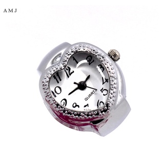 las mujeres de la moda anillo reloj corazón señoras relojes lunares patrón ajustable anillos reloj de cuarzo