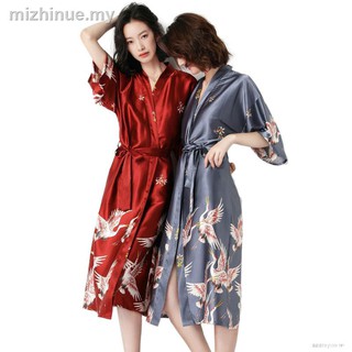 [bath robe]grandes yardas amantes pijamas mujeres en la primavera y otoño verano párrafo largo túnica delgada hielo seda albornoz sexy, ocio desgaste kimonos