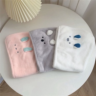 Anhengxin toalla seca para el cabello de las mujeres lindo envoltura gorra sombrero de ducha conejo oso Koala microfibra baño secado rápido secado suave turbante (7)