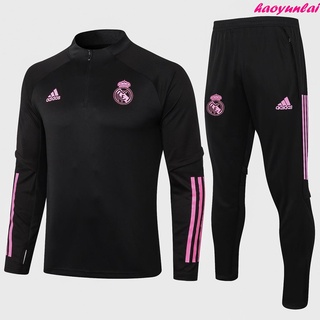 2021 Real Madrid negro Manga larga media cremallera ropa de entrenamiento B442 (1)