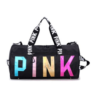 Vs bolsa de deporte de moda negro rosa arco iris bolsa de viaje importación